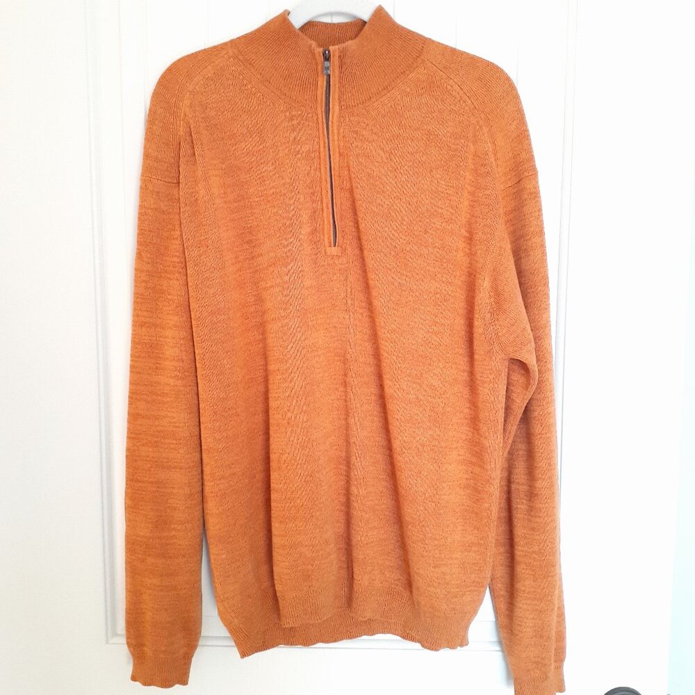 Tommy Bahama 1/2 Zip Silk Blend Sweater Orange Size XL